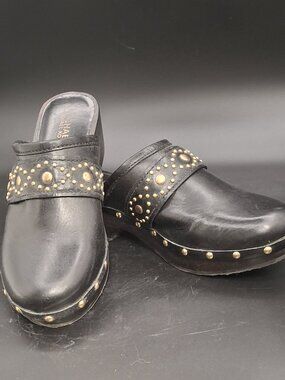 Michael Kors Studded Black Leather Clogs • Size 7M